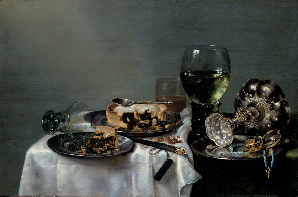 带有黑莓派的早餐桌，1631年 作者 威廉·克拉斯（Willem Claesz）。赫达