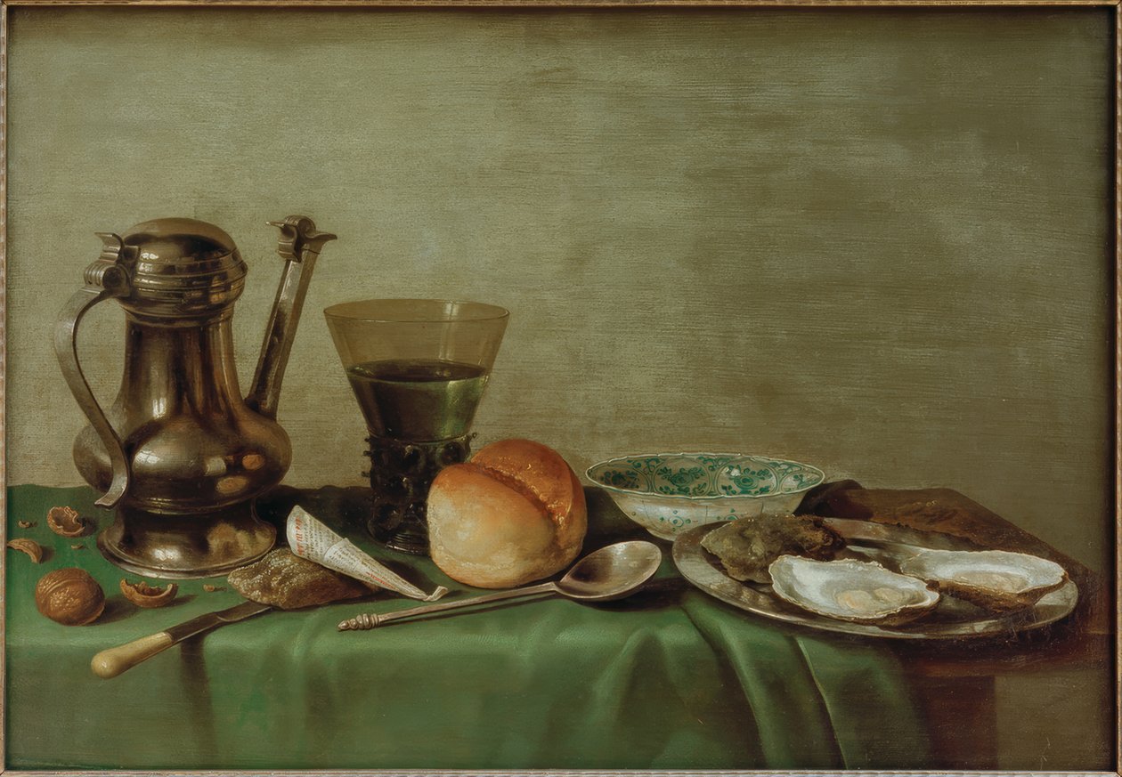 早餐静物 作者 威廉·克拉斯（Willem Claesz）。赫达