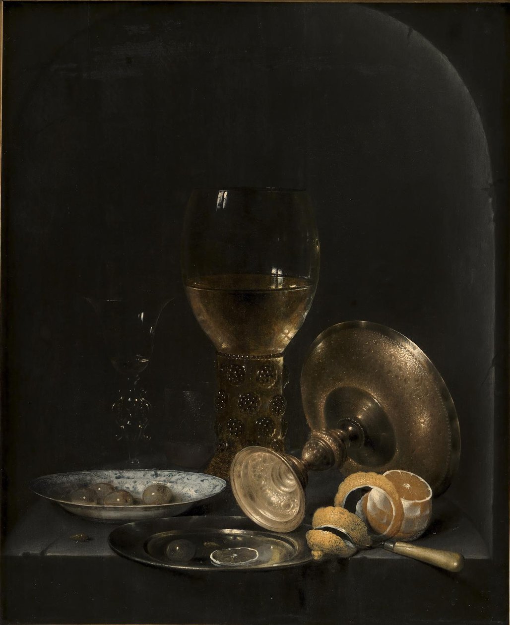 静物石龛中的早餐 作者 威廉·克拉斯（Willem Claesz）。赫达
