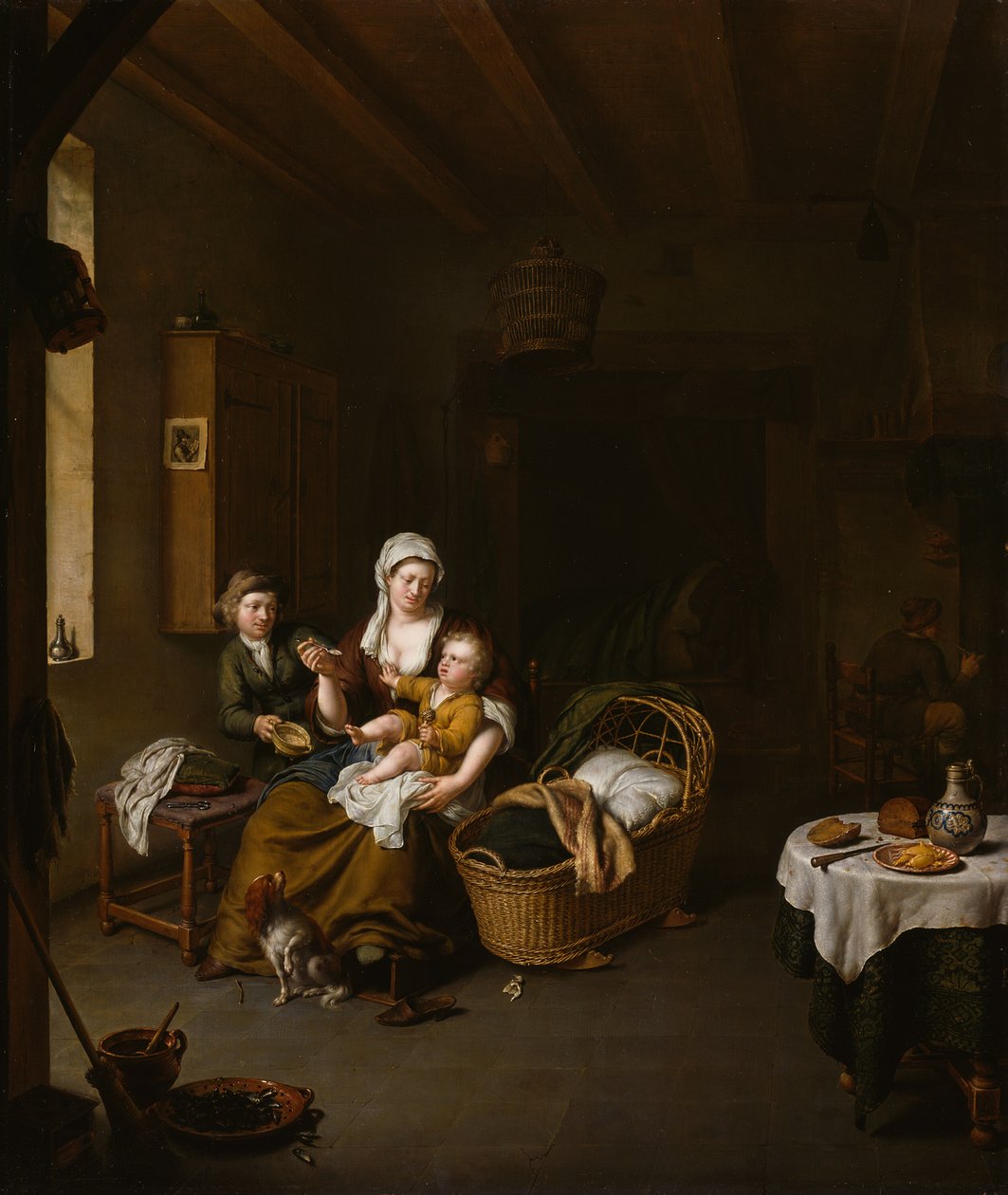 母亲喂养孩子（幸福的母亲） 作者 威廉·范·米耶里斯（Willem Van Mieris）