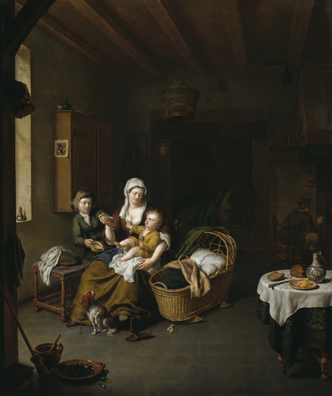 喂养孩子的母亲 作者 威廉·范·米耶里斯（Willem Van Mieris）