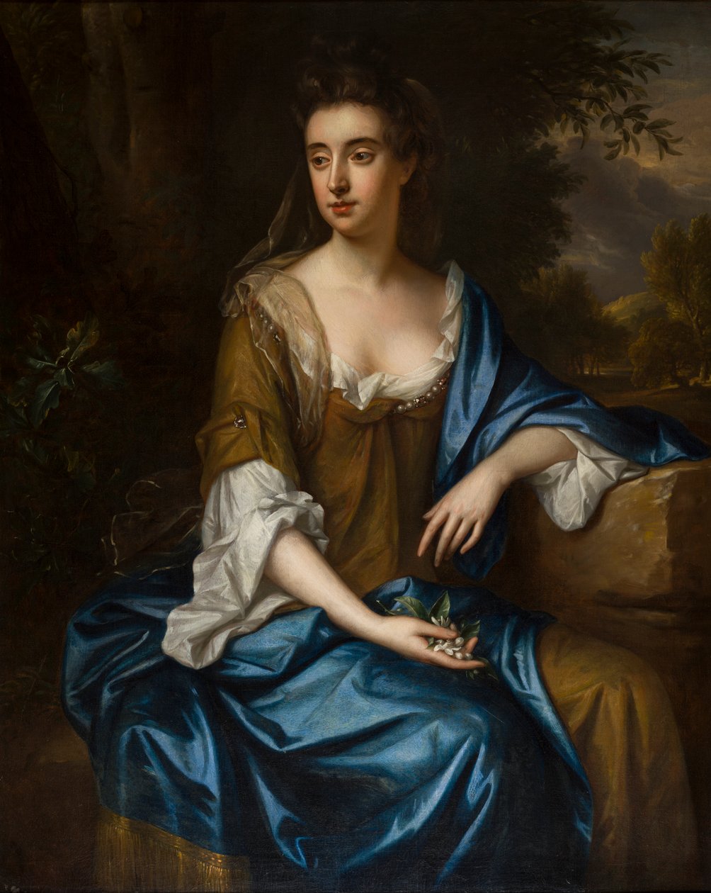一位无名女士的肖像，c.1675-87（布面油画） 作者 威廉·维辛