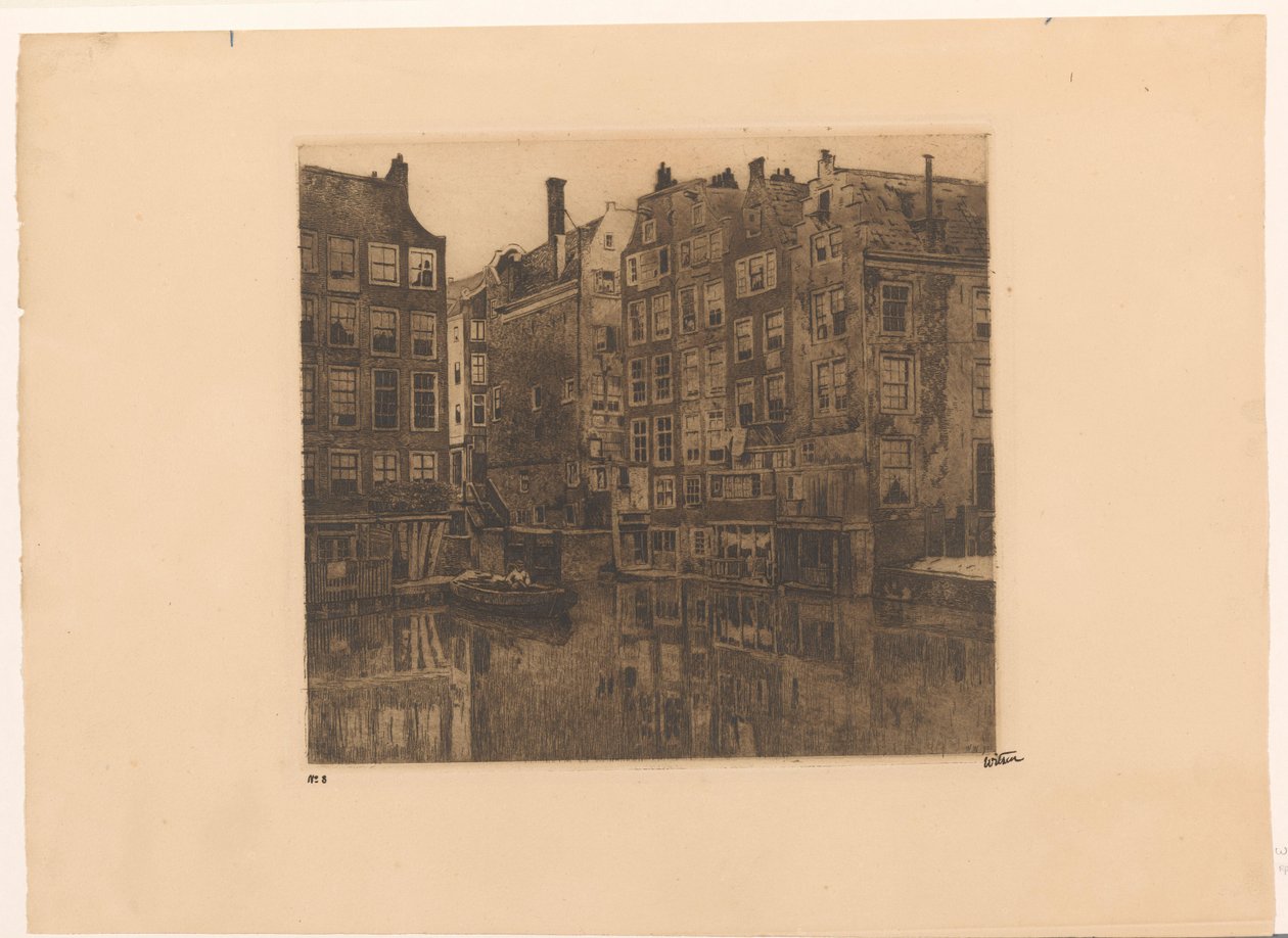 阿姆斯特丹的 Oudezijds Voorburgwal 和 Oudezijds Kolk 作者 Willem Witsen（艺术家签名）
