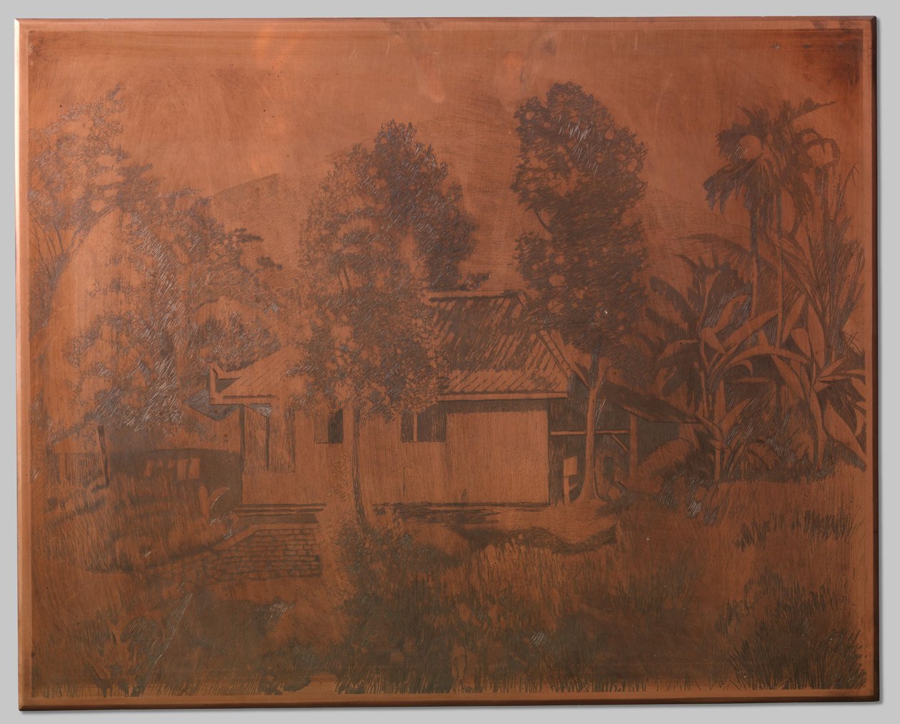 Buitenzorg，以火山为背景的房屋 作者 威廉·阿诺杜斯·维特森