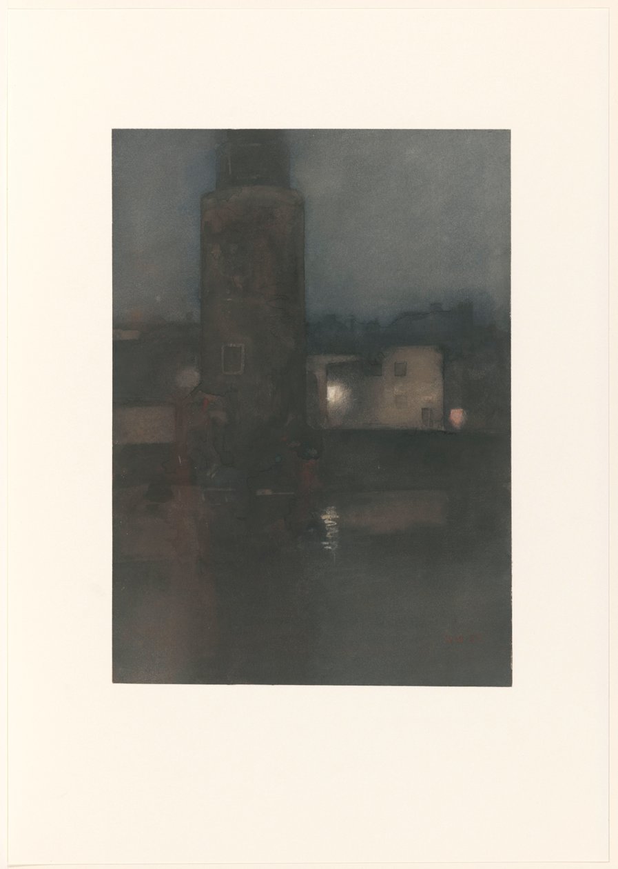 阿姆斯特丹的 Montelbaanstoren 夜景 作者 威廉·阿诺杜斯·维特森