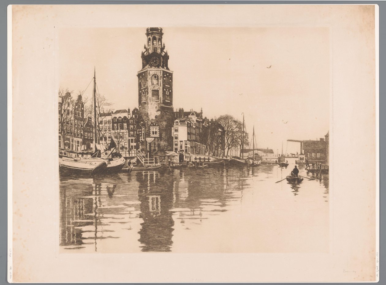 阿姆斯特丹的蒙特尔巴安广场（Montelbaanstoren）景观
奥德沙斯（Oude Schans）与蒙特尔巴恩斯图伦和划艇（原标题 作者 威廉·阿诺杜斯·维特森
