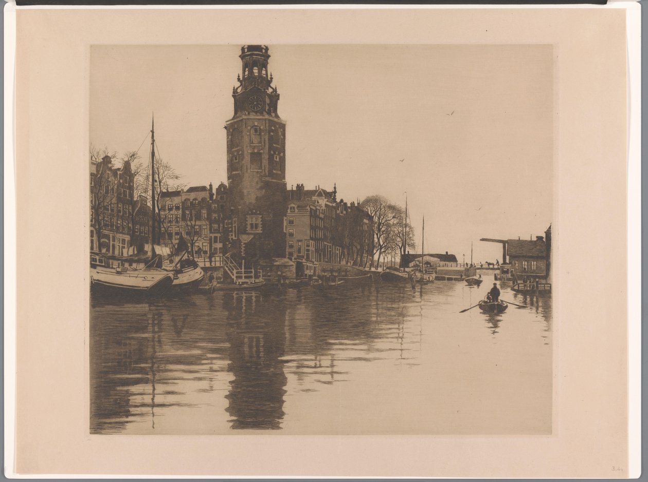 阿姆斯特丹的蒙特尔巴安广场（Montelbaanstoren）景观
奥德沙斯（Oude Schans）与蒙特尔巴恩斯图伦和划艇（原标题 作者 威廉·阿诺杜斯·维特森