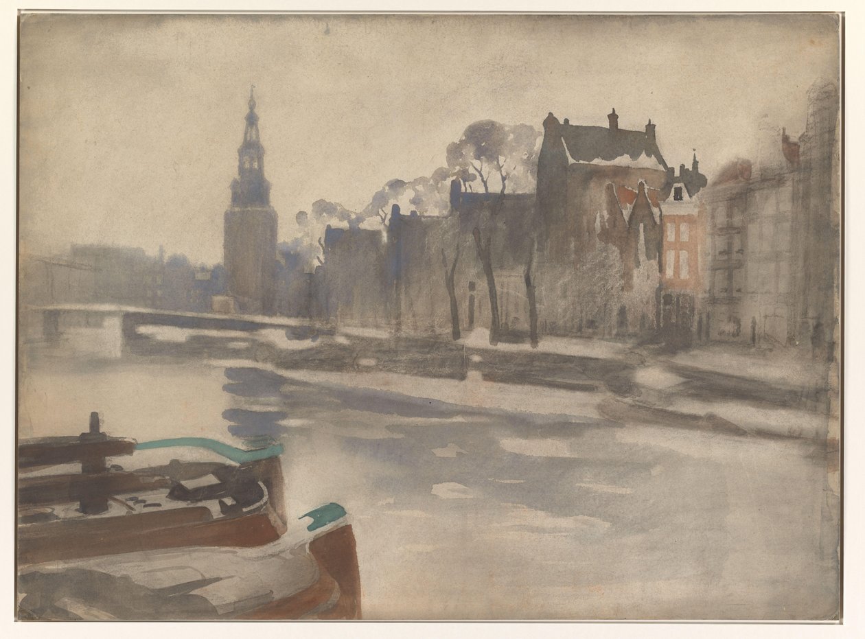在蒙特尔班斯托伦 (Montelbaanstoren) 欣赏旧风车村 (Oude Schans) 的景色 作者 威廉·阿诺杜斯·维特森