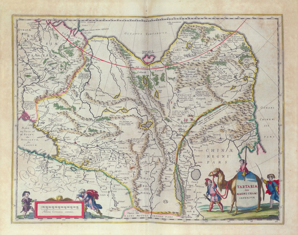 西伯利亚和中国地图从金色世界剧院新地图集，1645年 作者 威廉·詹松·布劳
