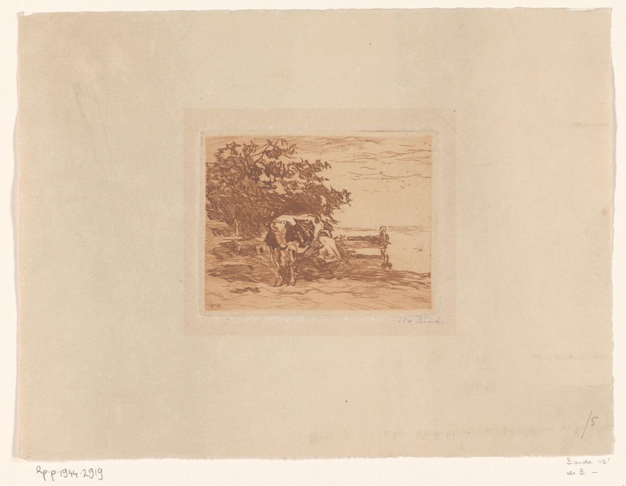 挤奶农夫（原标题） 作者 Willem de Zwart（艺术家签名）