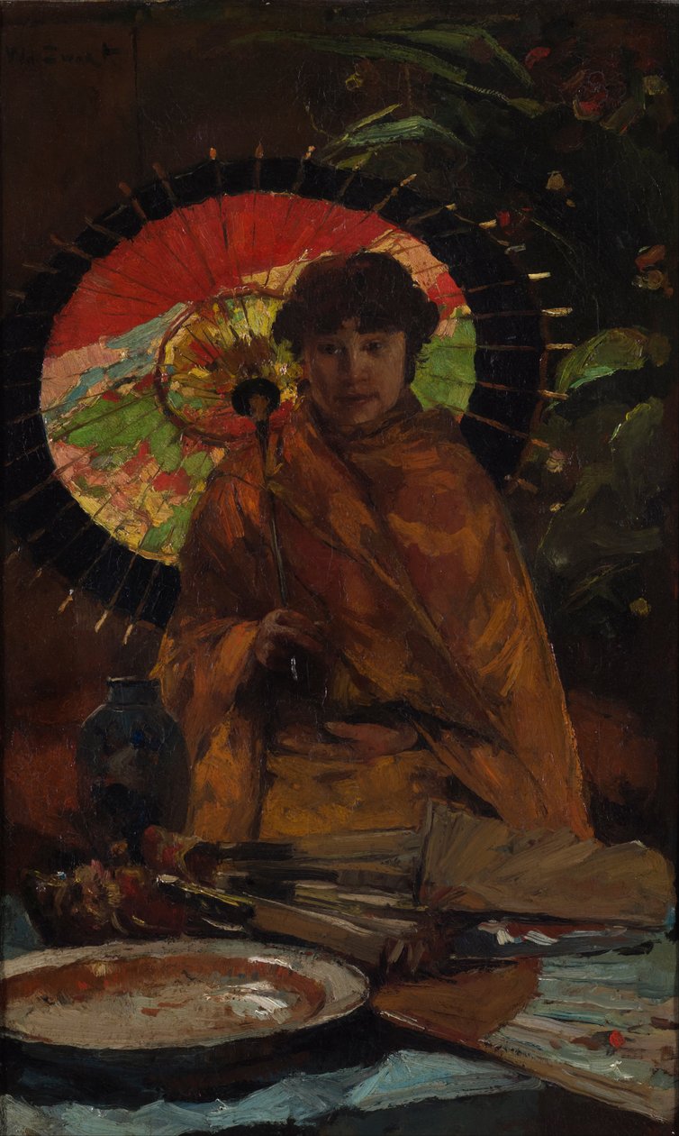 日本阳伞的女孩，大约1899年 作者 威廉·德·兹瓦特