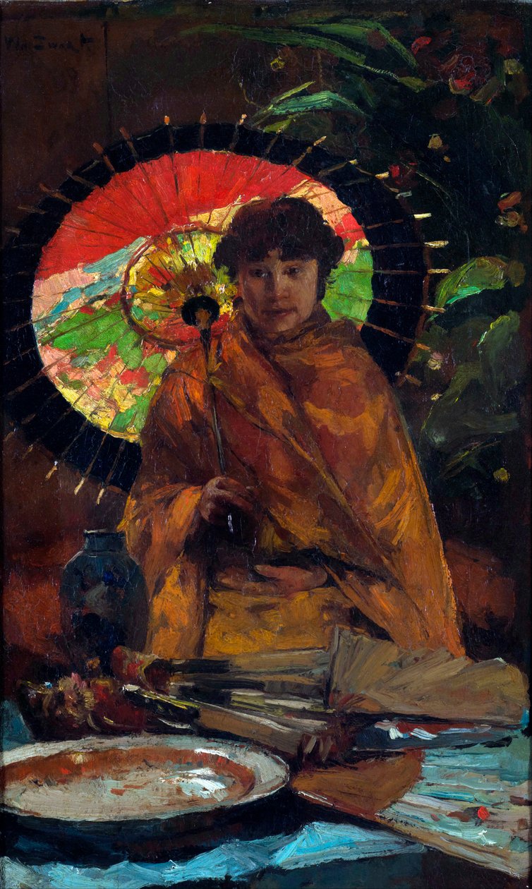 "撑着日本阳伞的少女》（Jeune fille a l