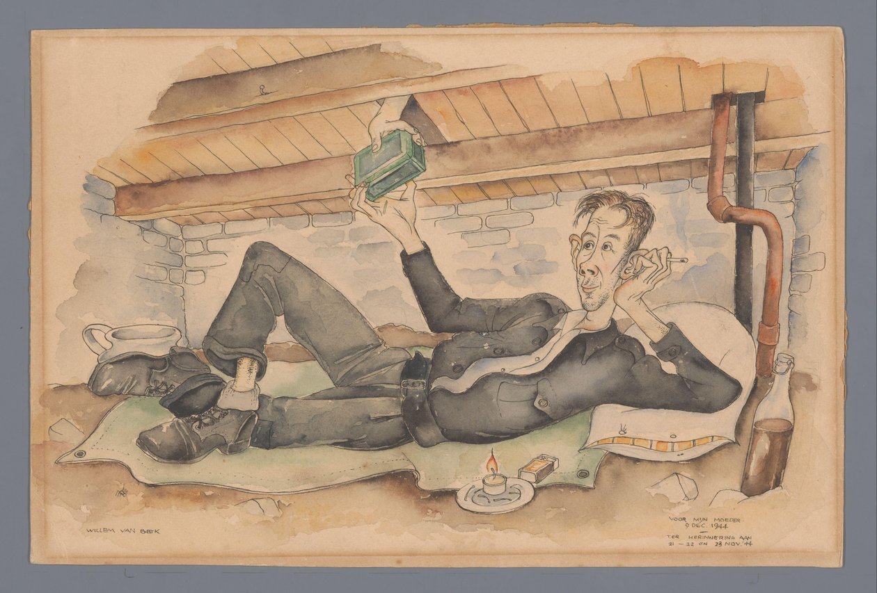 躲藏中的自画像 作者 Willem van Beek（艺术家签名）