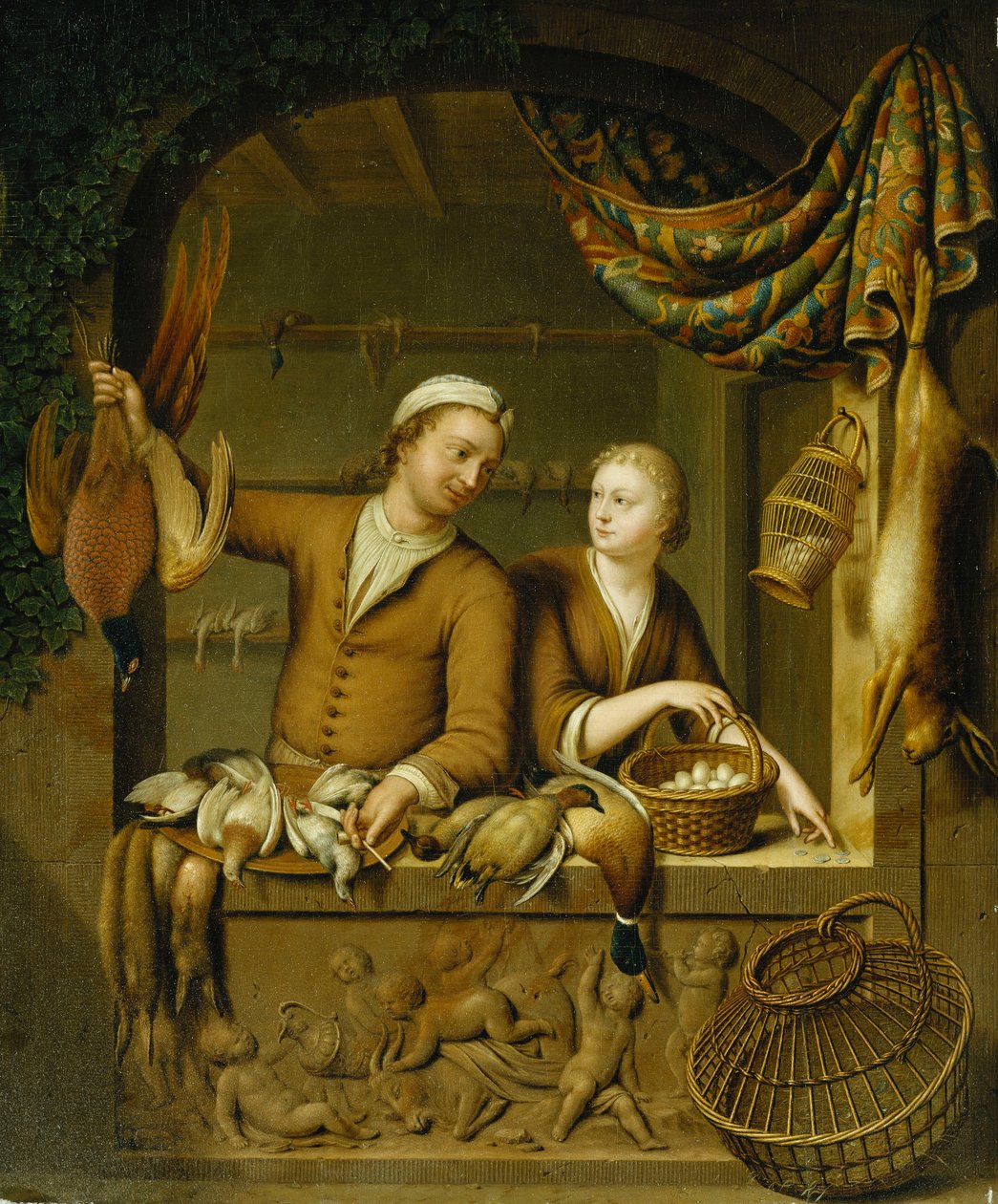 家禽贩，1727年 作者 威廉·范·米耶里斯（Willem Van Mieris）