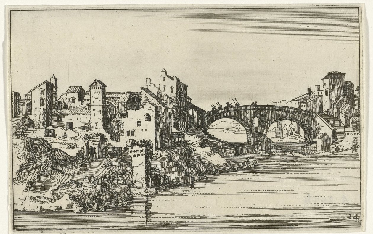 Brug over de rivier Romeinse ruïnes en kustlandschappen (serie 1) (series title) 作者 威廉·范尼兰特 (II)