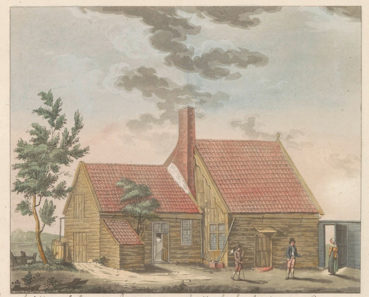 沙皇 Peterhuisje 在赞丹，1697 年 La maisonnettehabitée par le Czar peirre le grand à Zaandam (...) - 沙皇彼得大帝于 1697 年在赞丹居住的房子 / 描绘了沙皇在他的 K 陪同下的时刻 作者 威廉·范·塞努斯（可能）