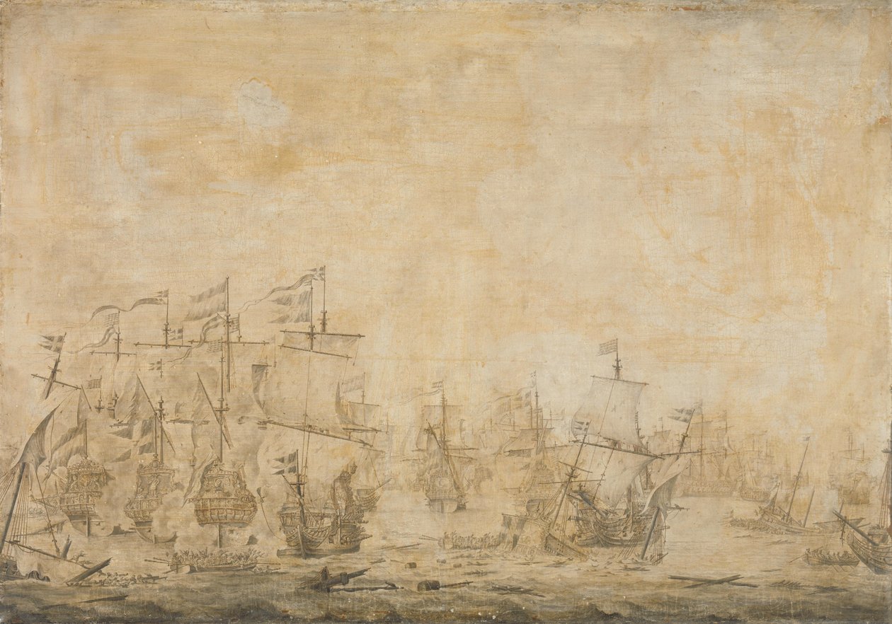 1658 年 11 月 8 日荷兰和瑞典舰队在峡湾的战斗 作者 Willem van de Velde (I) (归属于)