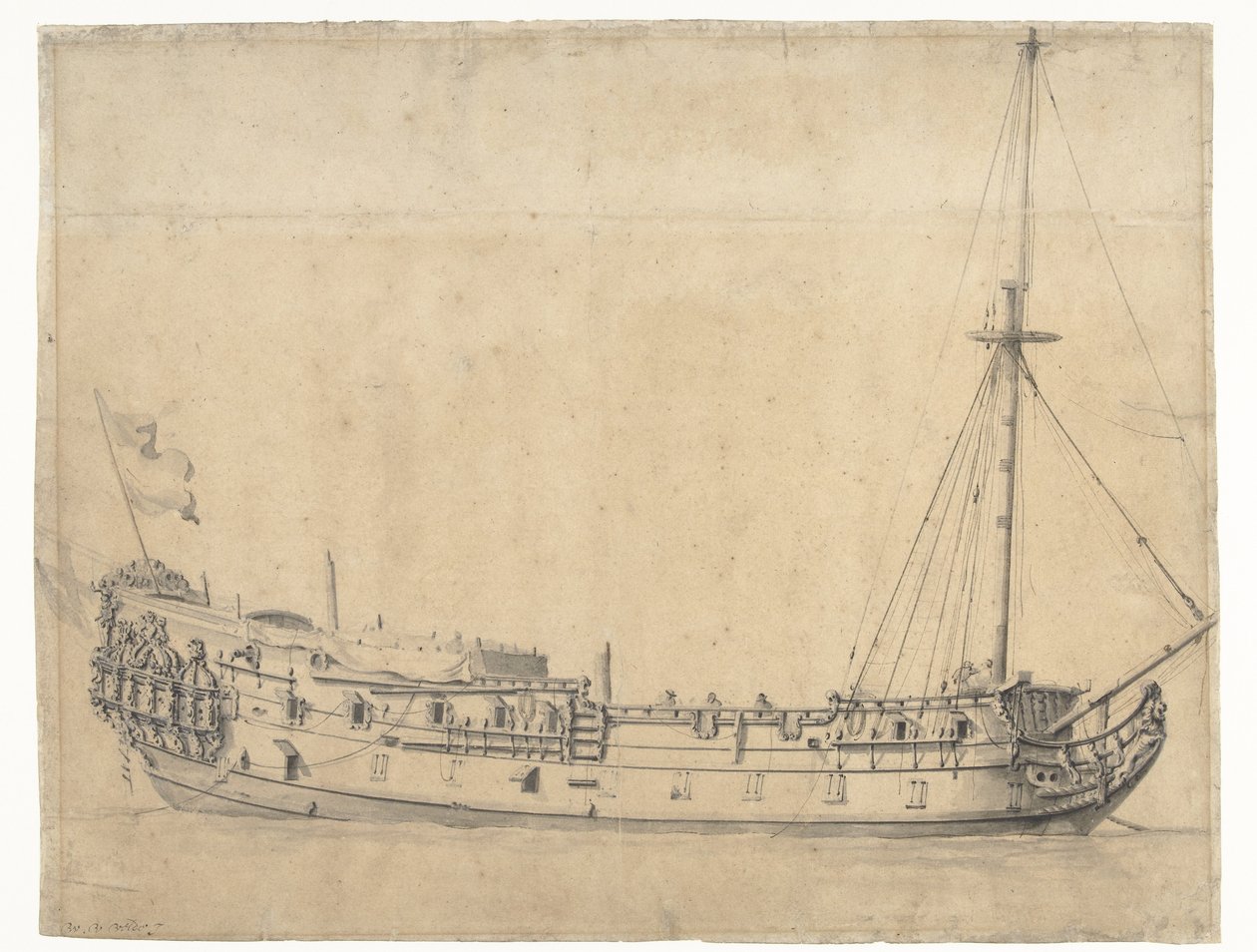 忠诚乔治号，1666 年 6 月四天战役后入役 作者 威廉·范德维尔德 (II)