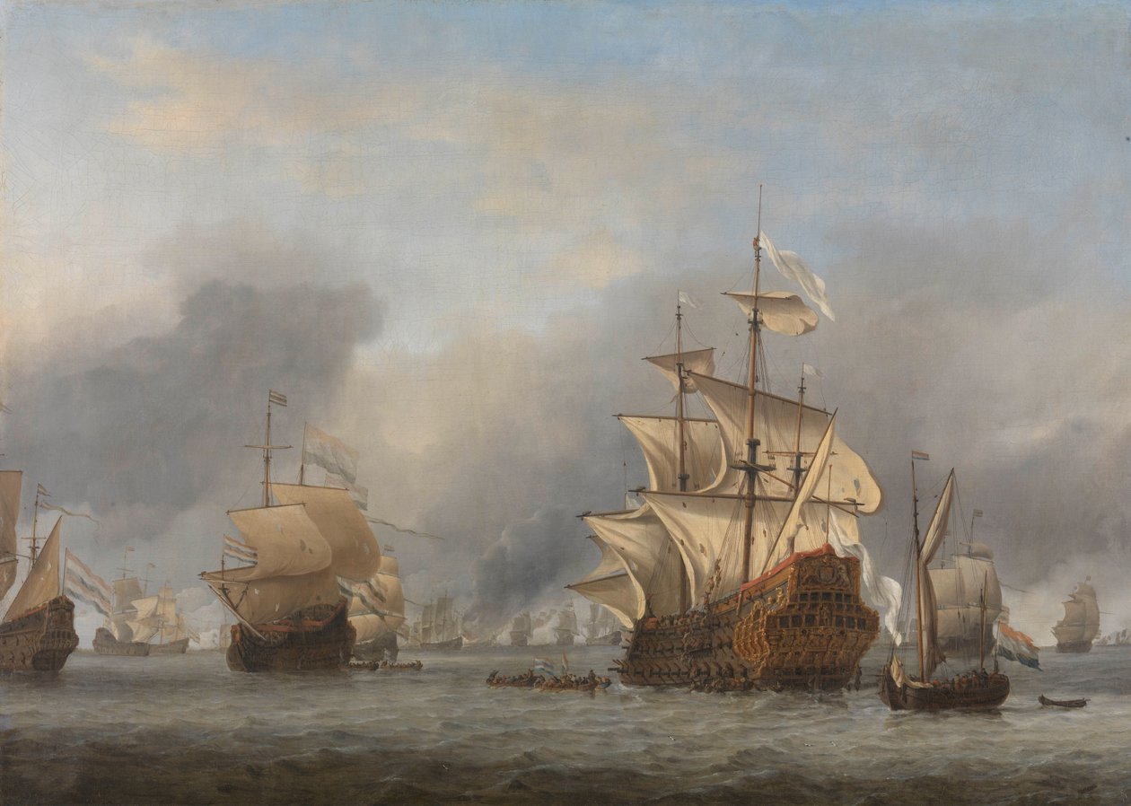 皇家王子号被俘
1666 年 6 月 13 日，在 1666 年 6 月 11-14 日的四天海战中，英国海军将领的 "皇家王子 "号军舰被俘：第二次英国海战（1665-67 年）中的插曲 作者 威廉·范德维尔德 (II)