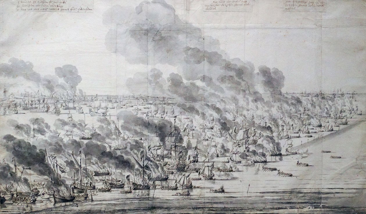 罗伯特·霍姆斯（Robert Holmes）将荷兰舰队置于泰尔斯海灵岛（Terschelling） 作者 老威廉·范·德·维尔德