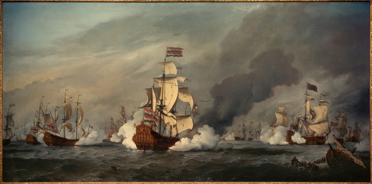 Seeschlacht vor Texel中的“金狮”，1673年8月21日。 作者 威廉·范·德·韦尔德