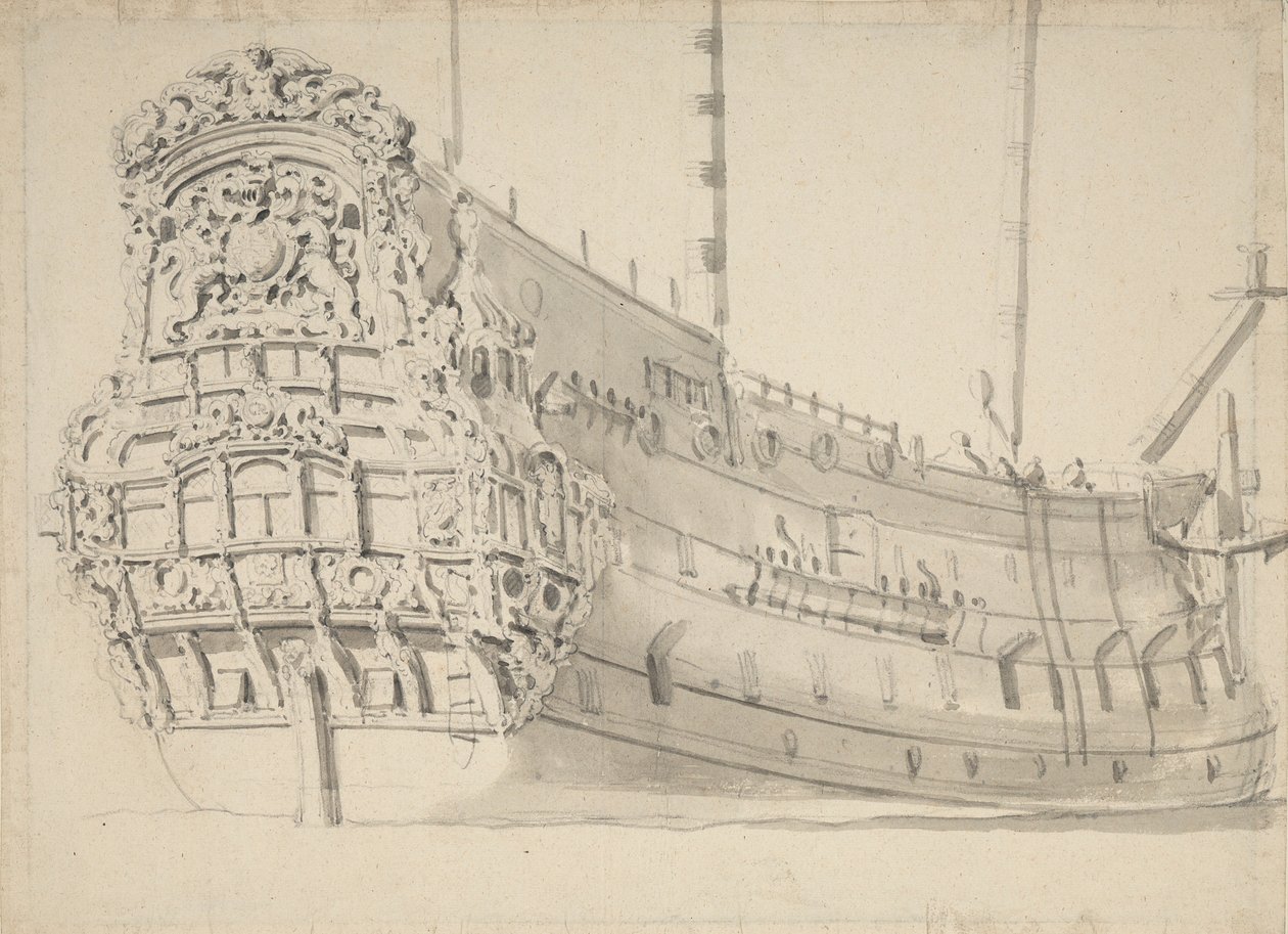 詹姆斯 "肖像，约 1675 年（铅笔、水彩） 作者 威廉·范·德·雅戈尔·维尔德