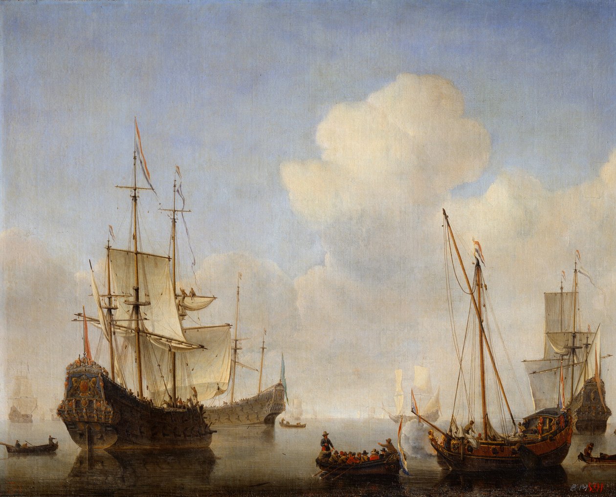 西非海岸的荷兰中队，1660年代。 作者 威廉·范·德·韦尔德