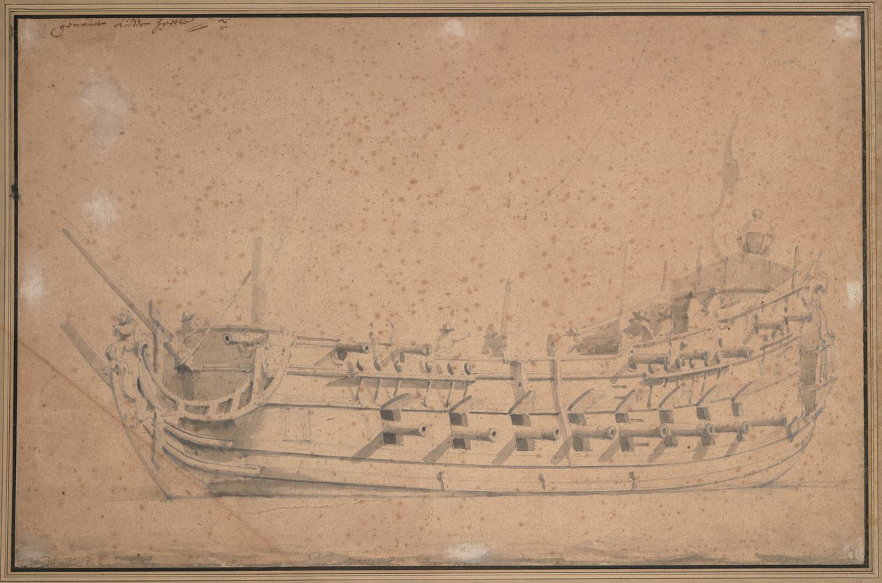 游戏奖》，约 1689 年（石墨、灰水彩） 作者 威廉·范·德·雅戈尔·维尔德