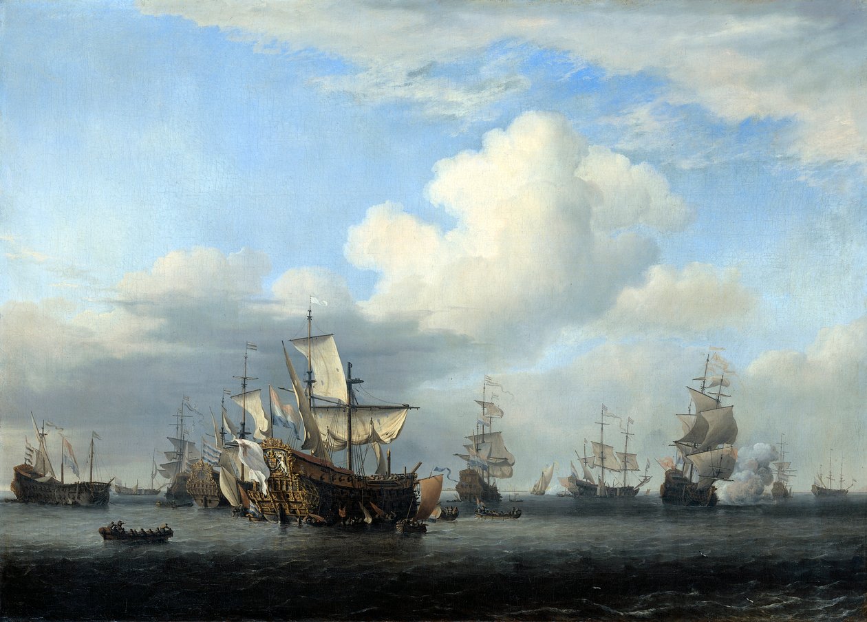 俘获的迅捷，七橡树，忠诚的乔治和可转换...，c1666 作者 威廉·范·德·韦尔德