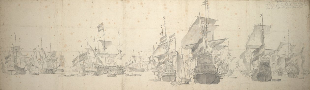 1658 年 10 月 7 日至 17 日，荷兰舰队在特尔谢林附近举行的战争会议 作者 威廉·范·德·维尔德·韦尔德