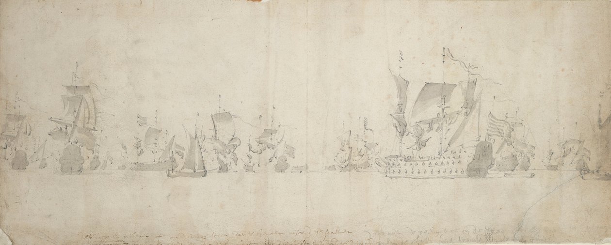 荷兰舰队在 1665 年 8 月 8 日至 18 日的海战之后 作者 威廉·范·德·维尔德·韦尔德