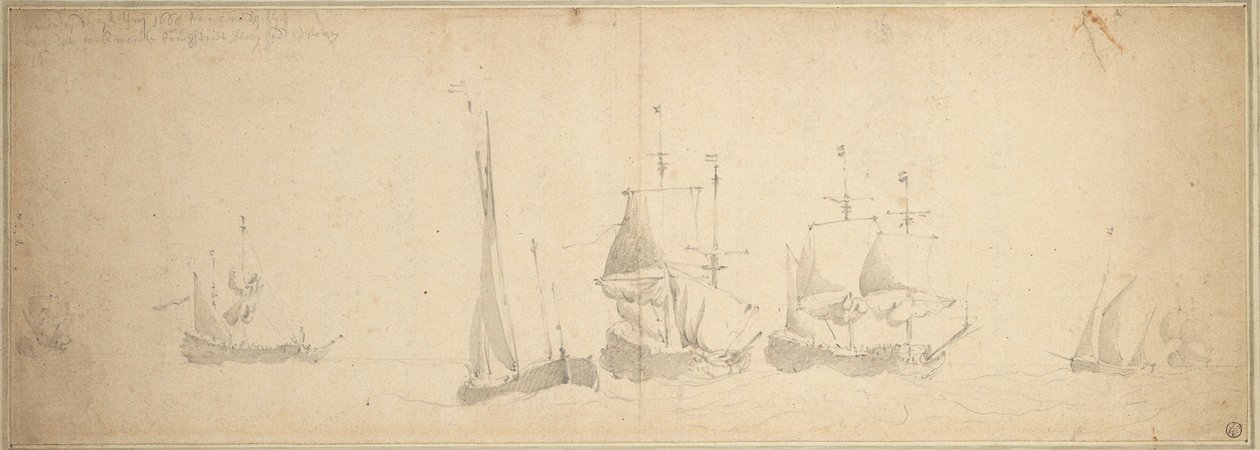 1665 年 5 月 28 日至 6 月 7 日，海上的荷兰船只 作者 威廉·范·德·维尔德·韦尔德