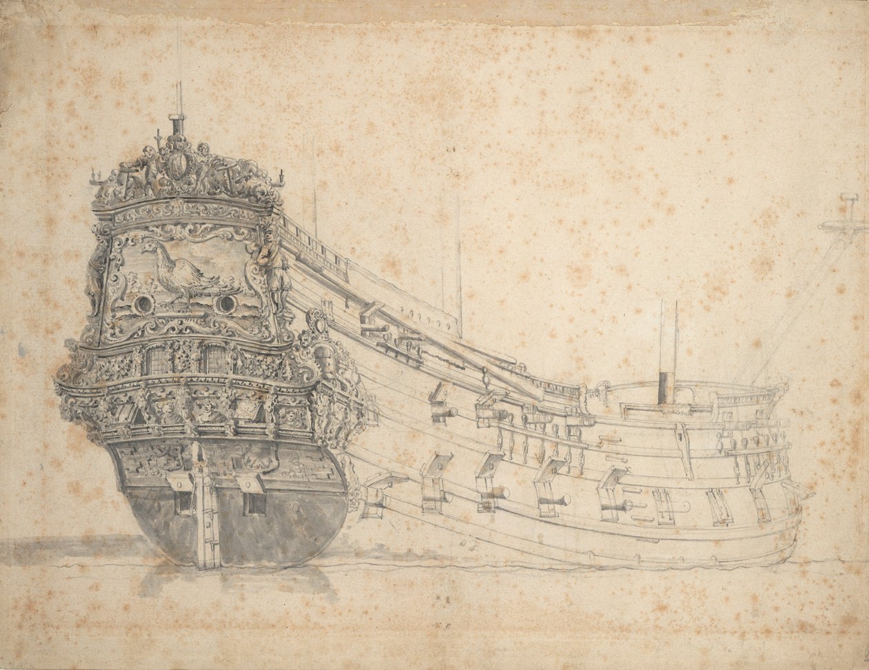 法赞特》肖像，约 1655 年（石墨、灰水彩） 作者 威廉·范·德·维尔德·韦尔德