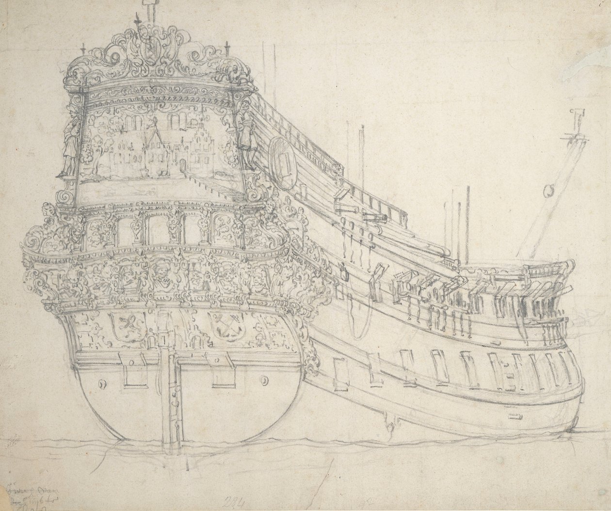 希尔弗瑟姆号 "肖像，约 1655 年（石墨） 作者 威廉·范·德·维尔德·韦尔德