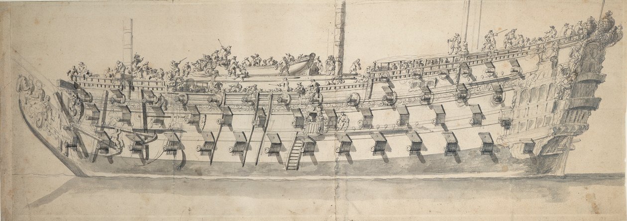 海神号 "肖像，约 1685 年（素描） 作者 威廉·范·德·维尔德·韦尔德