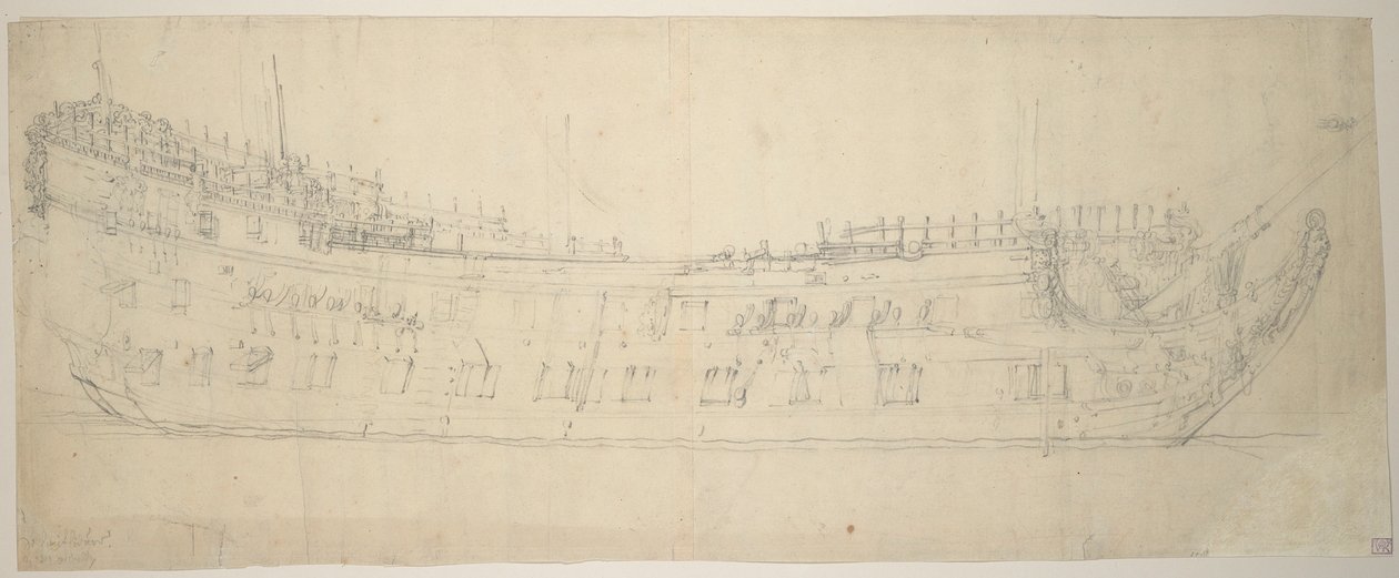 斯威夫特苏尔号 "肖像，64 门炮，建于 1621 年，重建于 1653 年 作者 威廉·范·德·维尔德·韦尔德