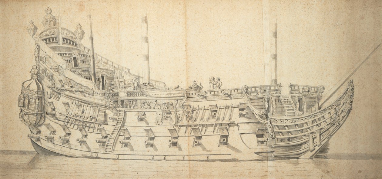 Tre Foldighed "肖像，约 1659 年（灰水粉画） 作者 威廉·范·德·维尔德·韦尔德