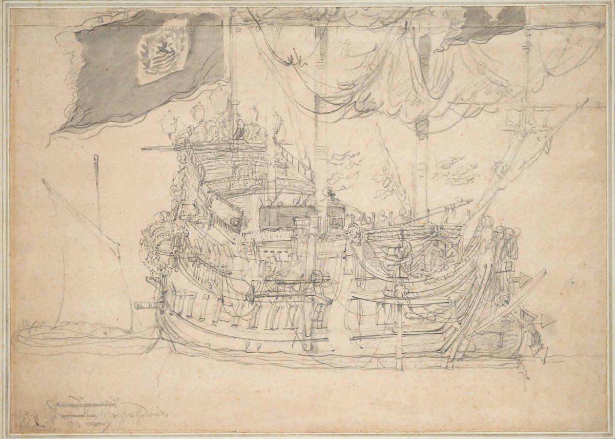 Zeelandia "肖像，约 1659 年（石墨、灰水彩） 作者 威廉·范·德·维尔德·韦尔德
