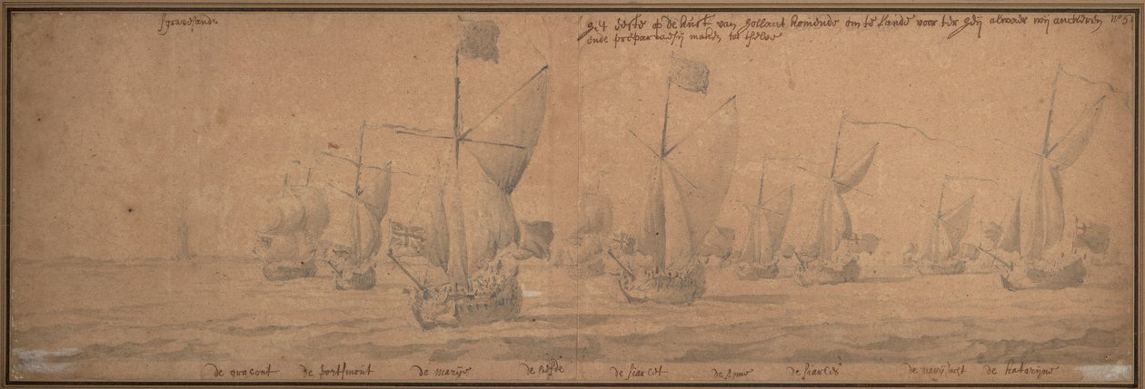 1677 年 12 月 9 日抵达荷兰海岸的游艇 作者 威廉·范·德·维尔德·韦尔德
