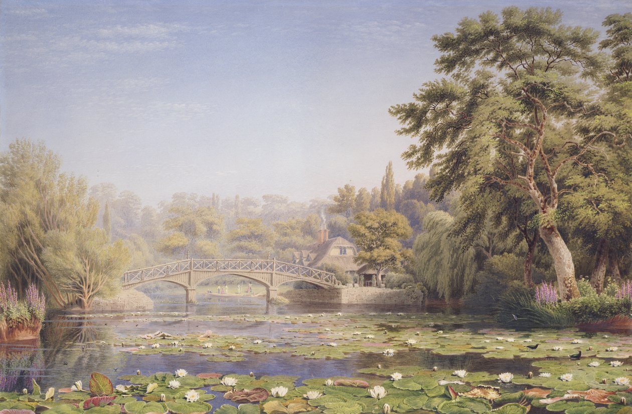 Nuneham Courtenay质朴的桥梁和小屋，靠近Abingdon（卫生纸和身体彩色纸） 作者 约瑟夫·马洛德·威廉·特纳