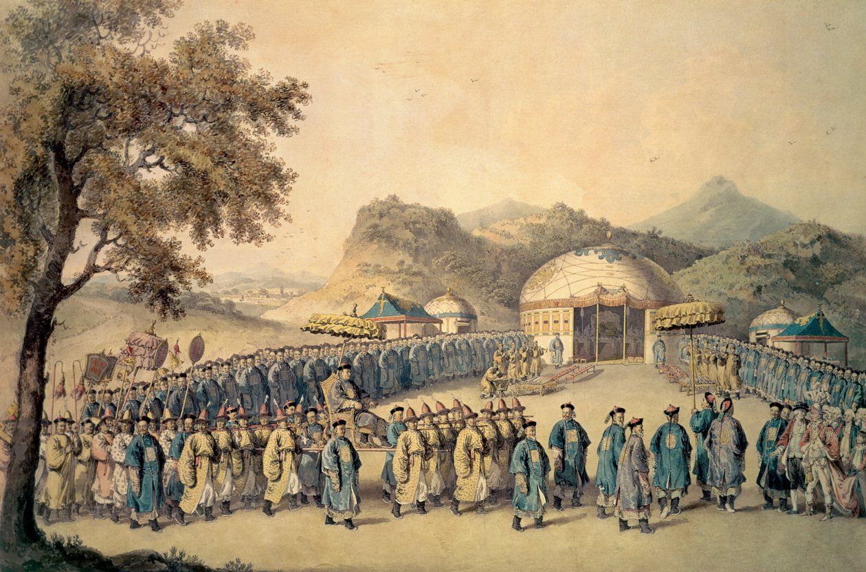 中国皇帝在鞑靼人的帐篷里接待英国大使乔治，第一伯爵马卡特尼（1737-1806），1793年 作者 威廉·亚历山大