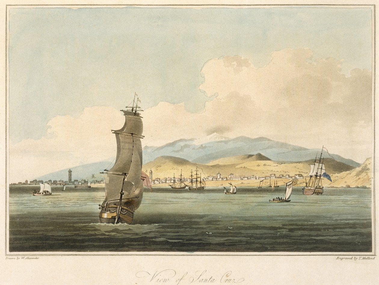 圣克鲁斯的视图，由约翰巴罗（1764-1848）的“A Voyage to Cochinchina”中的板3雕刻托马斯梅德兰（1755-1823）1806（aquatint） 作者 威廉·亚历山大