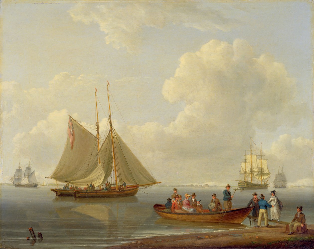 1825年，Wherry将乘客带到两个锚定的数据包中 作者 威廉·安德森