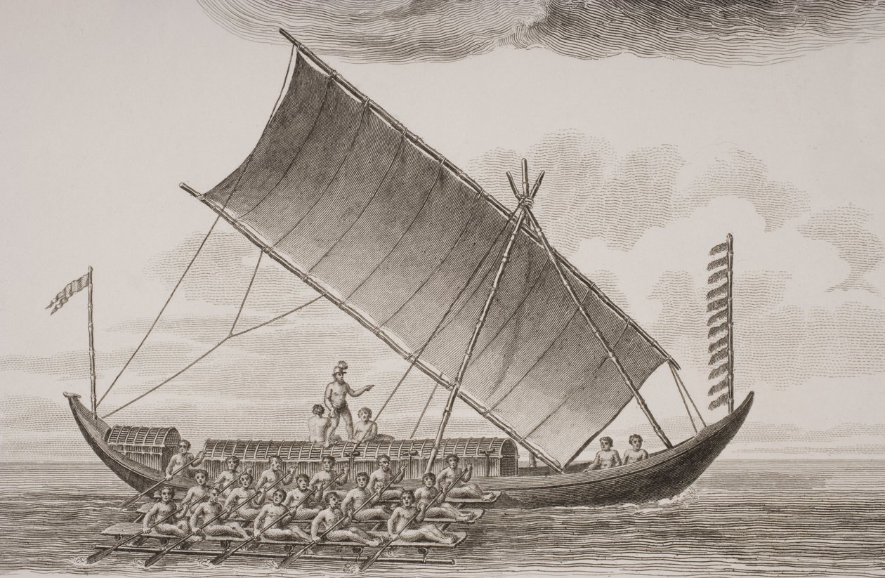 来自婆罗洲的一种caracore，由Thomas Milton（1743-1827）1820年雕刻 作者 威廉·安德森