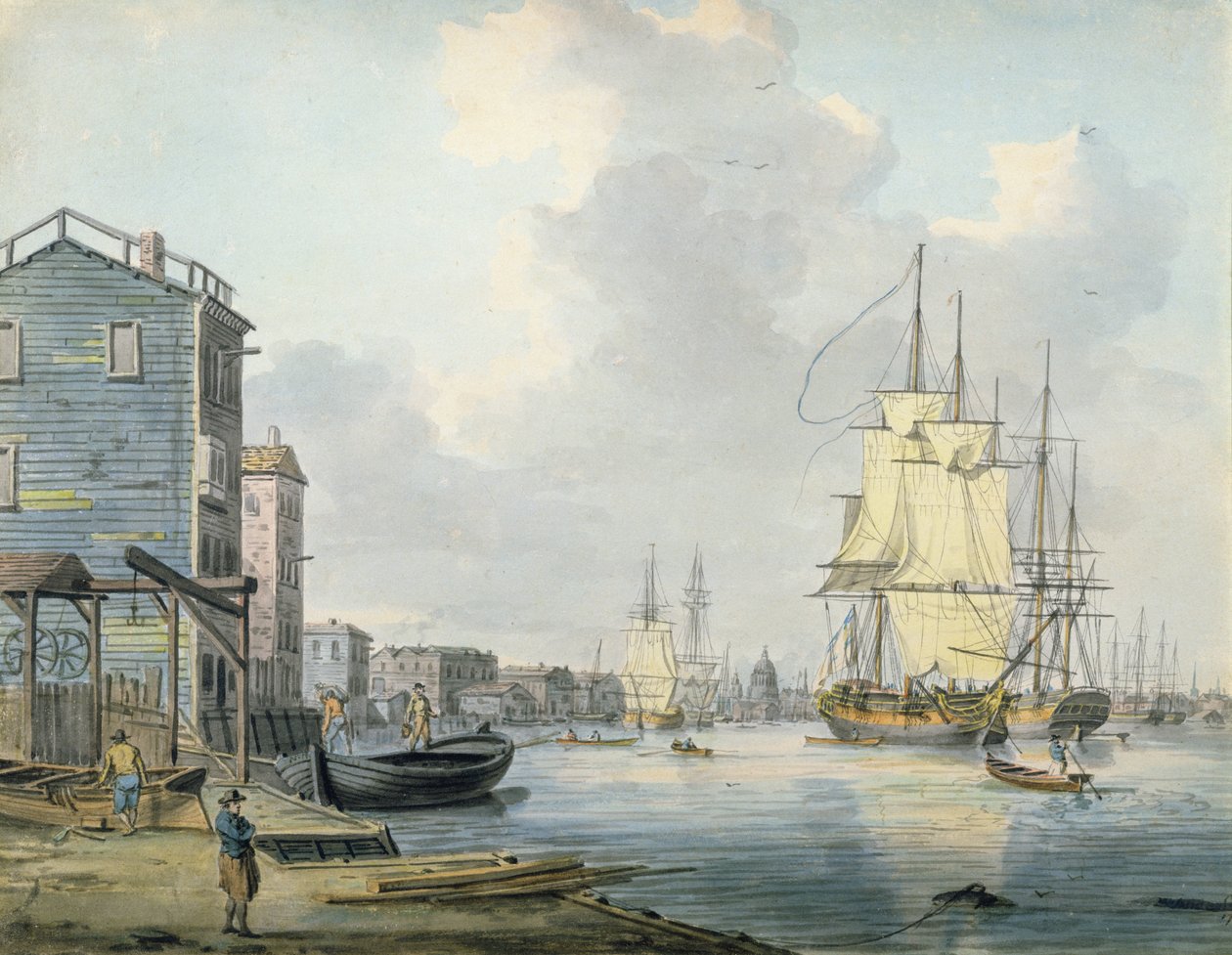 1790年代Rotherhithe的泰晤士河， 作者 威廉·安德森