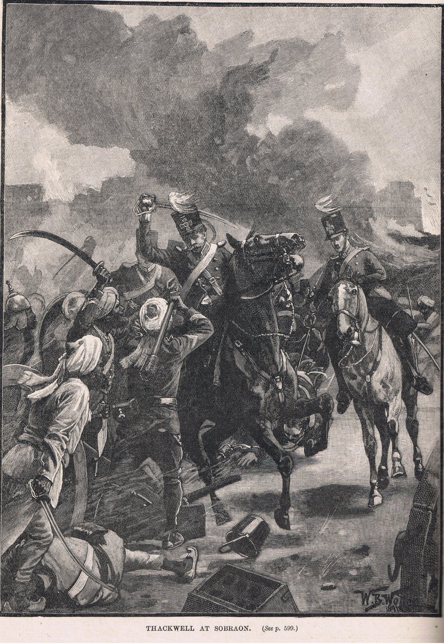 位于Sobraon的Thackwell，来自Cassell的“英国插图史”的插图，于1910年出版 作者 威廉·巴恩斯（William Barnes）羊毛