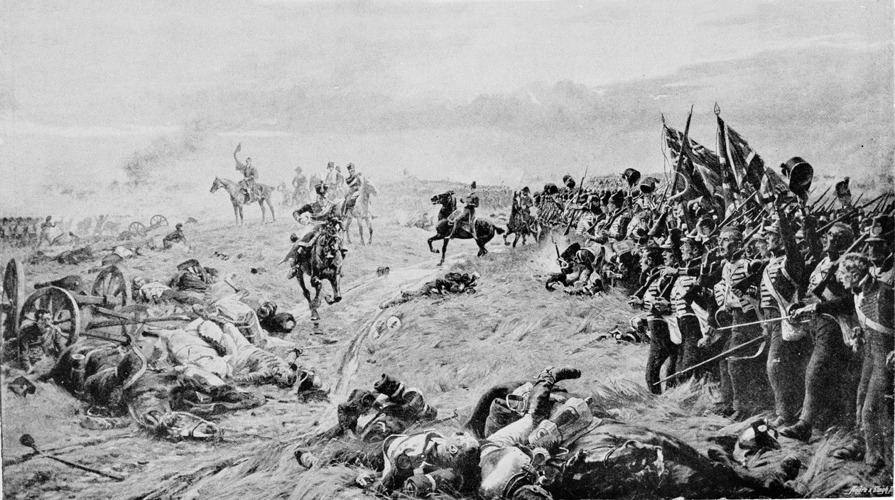 滑铁卢：&39;线路将推进！&39;，c.1910 作者 威廉·巴恩斯（William Barnes）羊毛