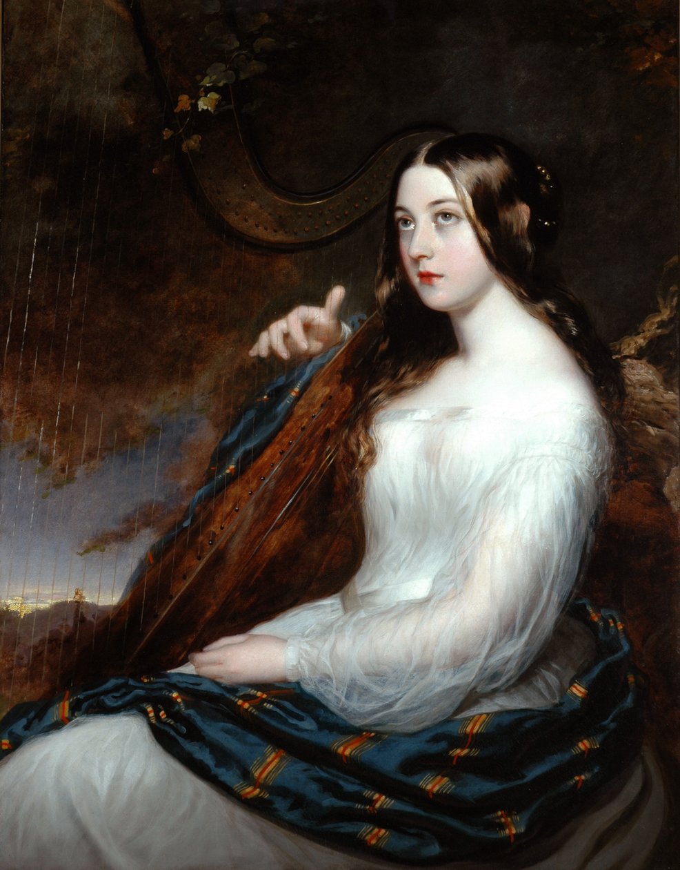 Sarah Curran演奏竖琴，1800 作者 威廉·比奇