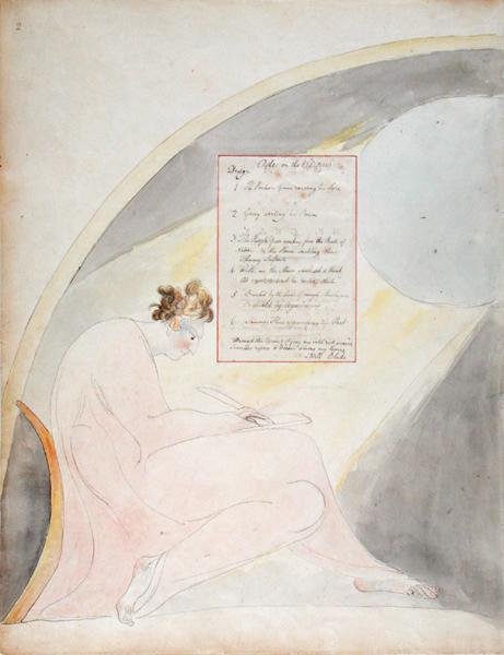 “春天的颂歌”的内容页面，来自托马斯格雷的诗歌，出版于1797  -  98年（wc用笔和黑色墨水在纸上） 作者 威廉·布雷克