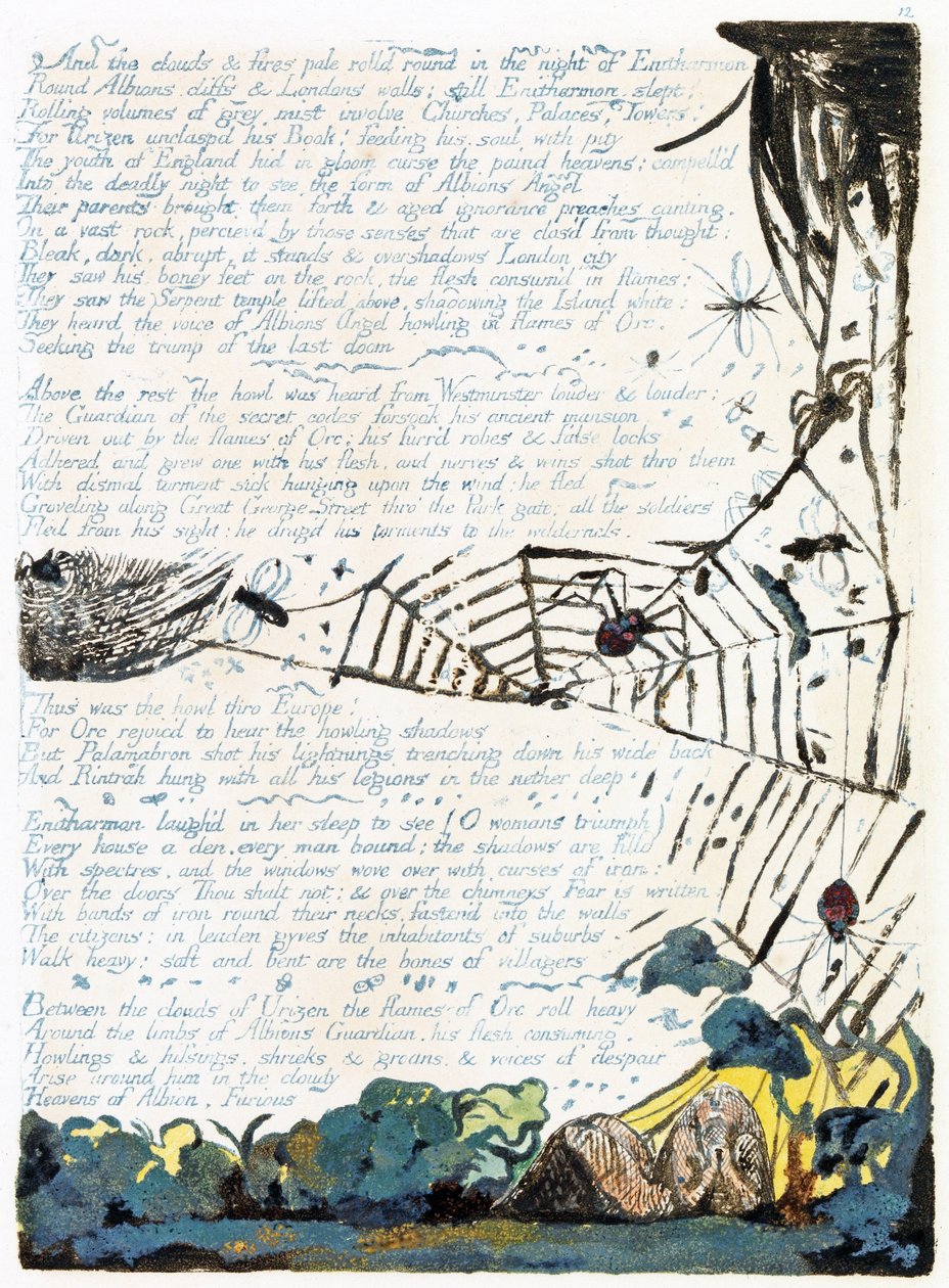 来自&39;欧洲：一个预言&39;的插图，兰贝斯，1794年（墨水和纸上的wc） 作者 威廉·布雷克